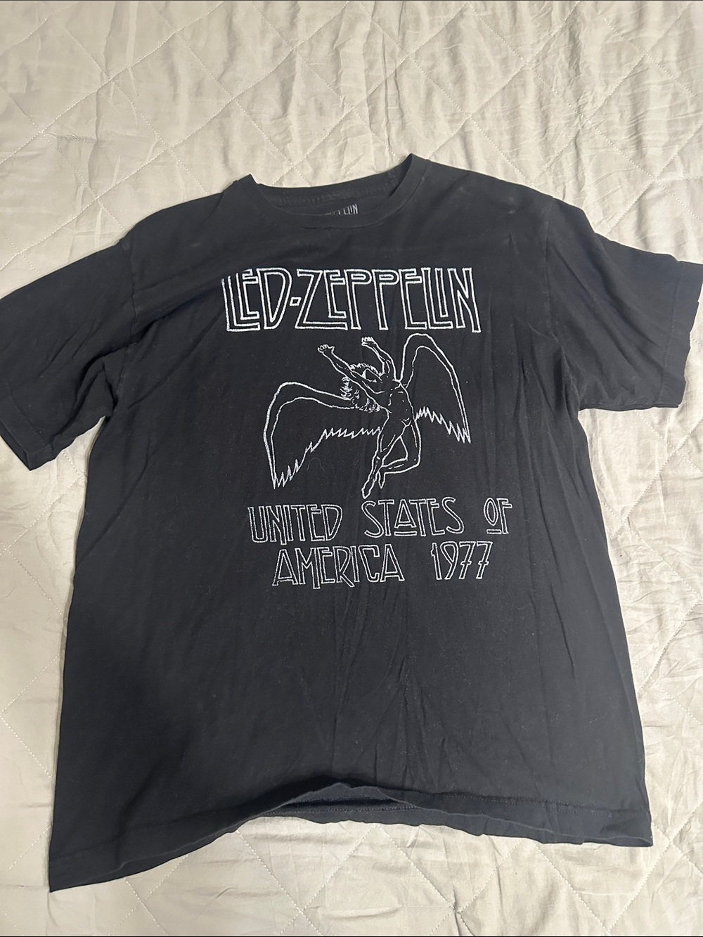 Black Graphic Led Zeppelin Tee - United States of America 1977